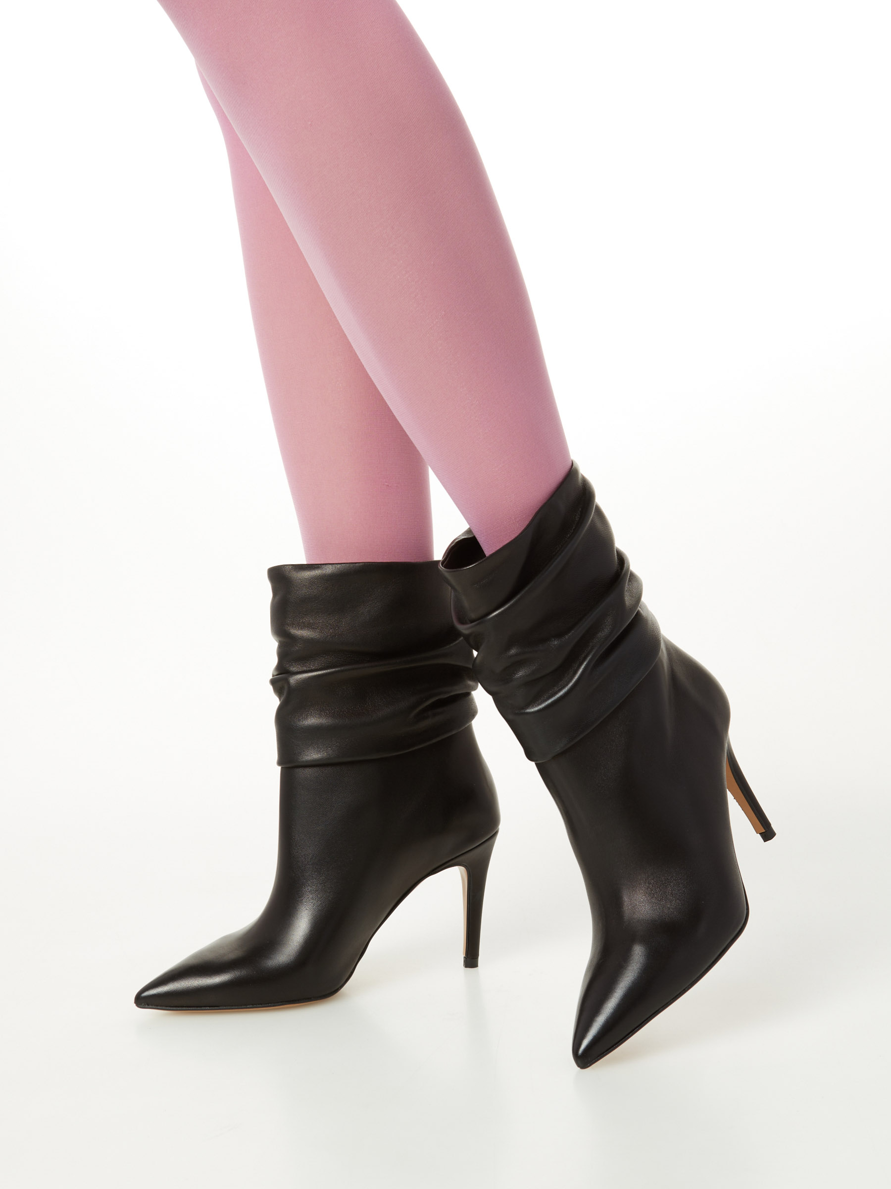 Curled Leather Ankle Boot
