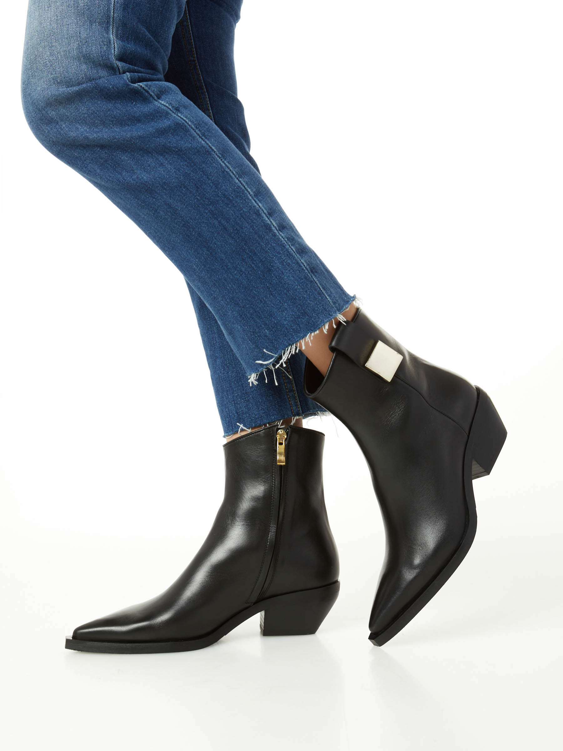 Leather Cowboy Ankle Boot