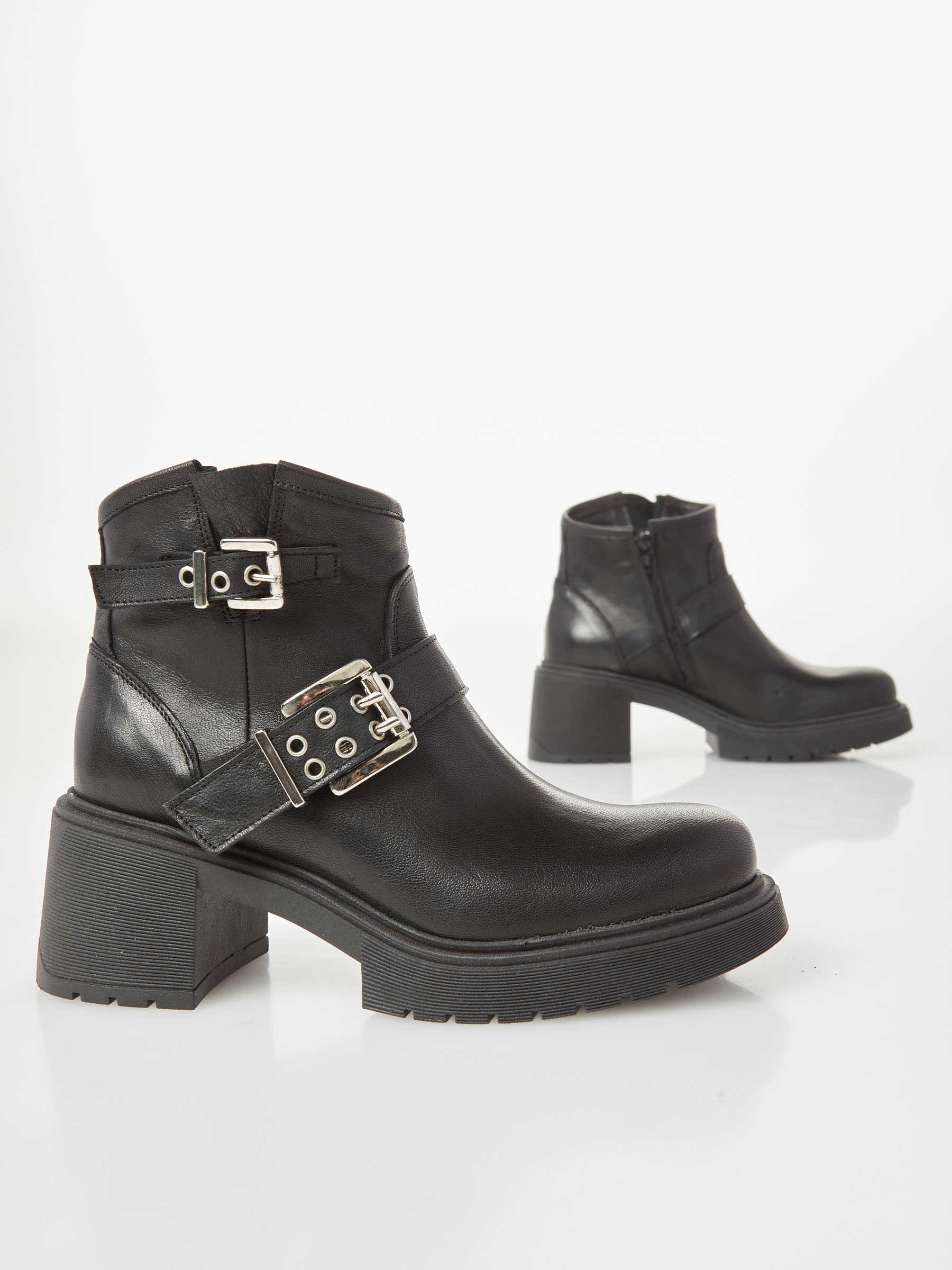 Leather Ankle Boot With Buckles