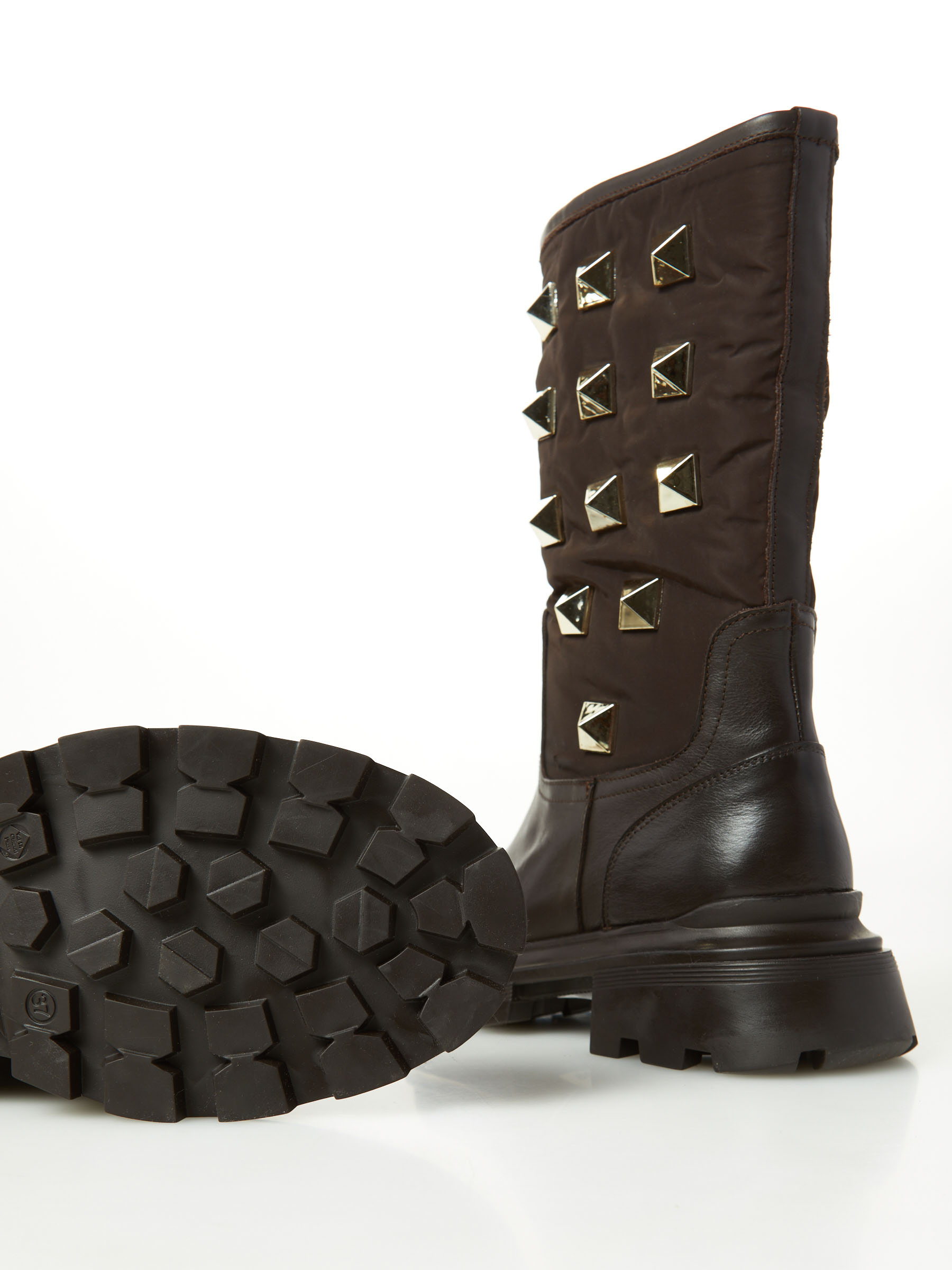 Boot In Leather And Technical Fabric