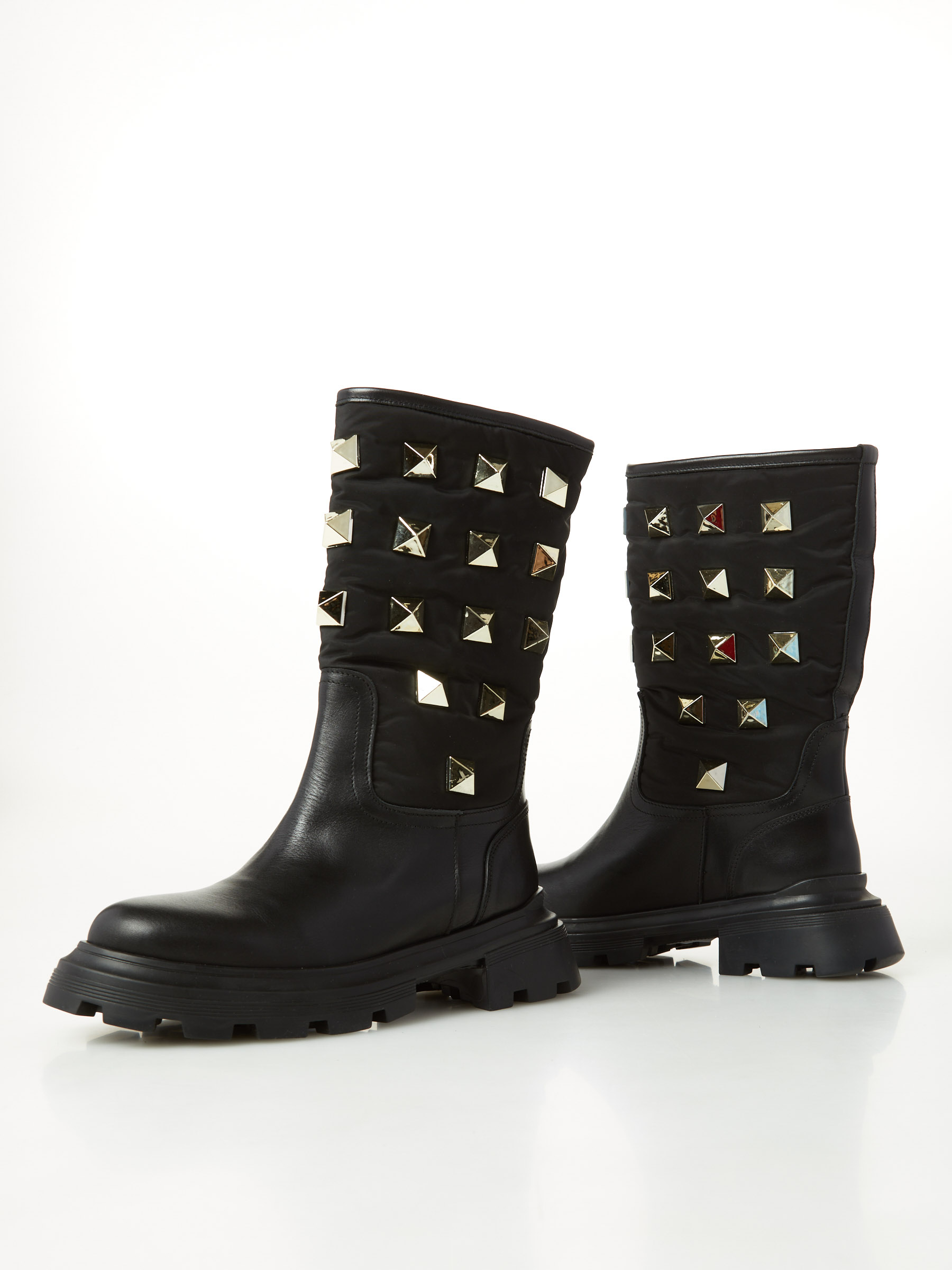 Boot In Leather And Technical Fabric